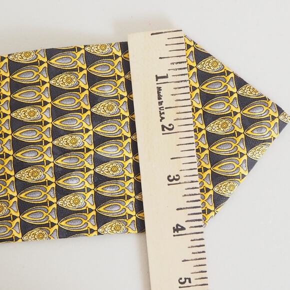 Valentino Cravatte Necktie 100% Silk Gold Tie Handmade in Italy - Picture 6 of 9